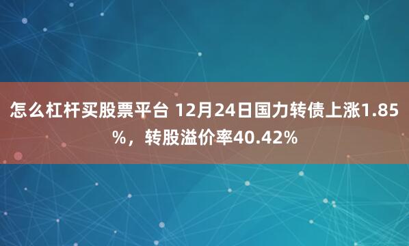 怎么杠杆买股票平台 12月24日国力转债上涨1.85%，转股溢价率40.42%